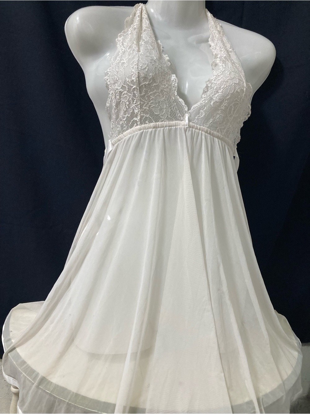 La Vie en Rose White Lace Babydoll Chemise – Small